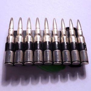 Belt buckle Ammo belt Size is 4” wide x 2.5” tall.